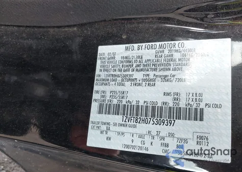 2007 Ford Mustang Gt Deluxe/Gt Premium from USA, damaged, VIN 1ZVFT82H075309397